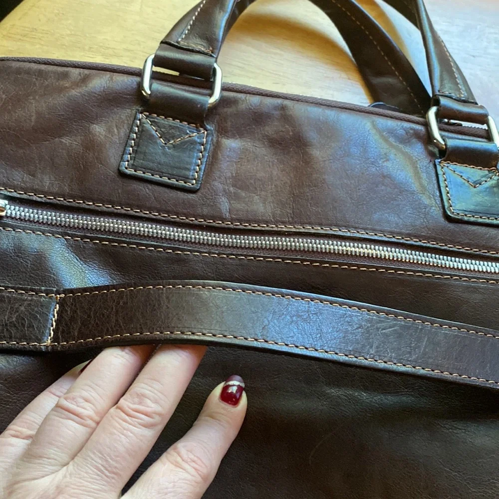 Valentina In Pell Brown Genuine Leather Briefcase Made In Italy